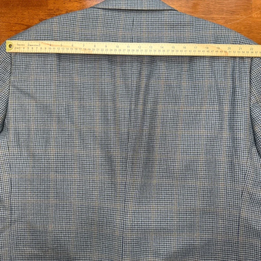 Oak Hill Sport Coat Mens 3XL 54/56R Blue Brown Houndstooth Check Blazer Jacket